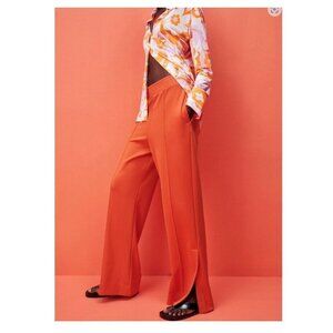 Zara Orange Wide Leg Slit Cuff High Rise Pants Size M